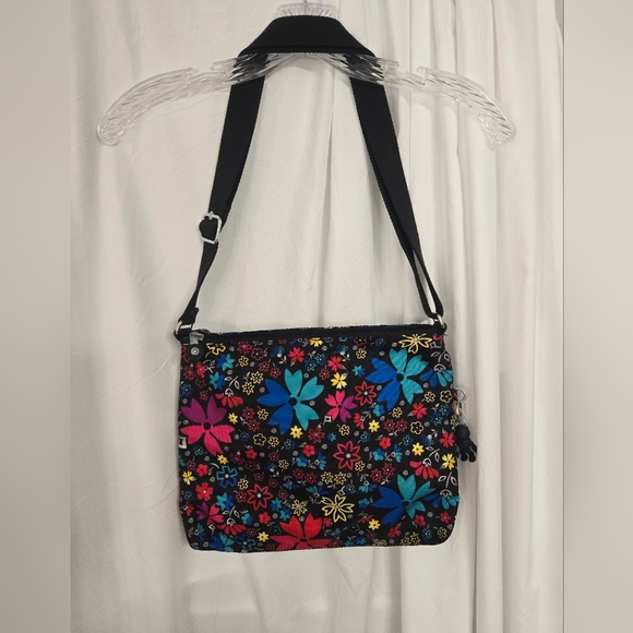 Kipling Floral Crossbody Bag Black Multicolor Floral With Monkey - Picture 4 of 8